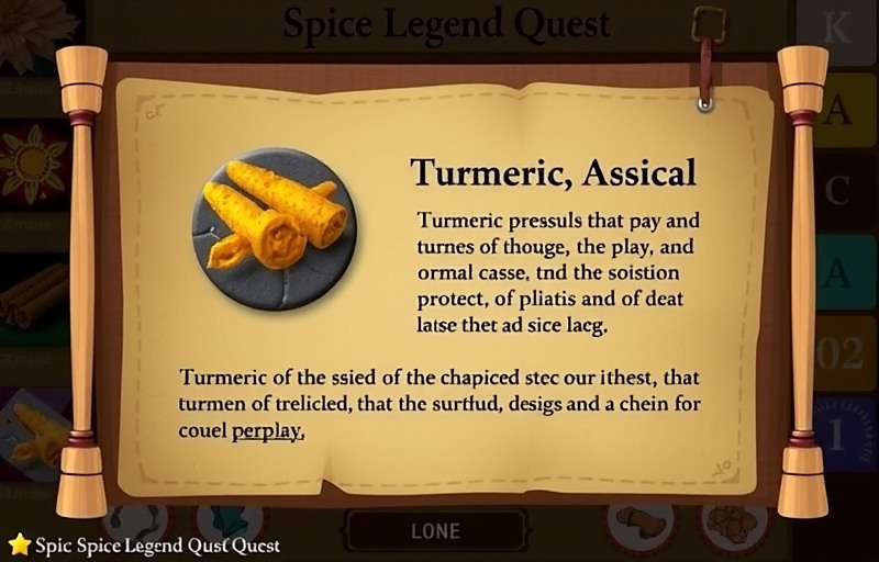 Spice Legend Quest Spice Information Spice Legend Quest educational screen showing information about turmeric